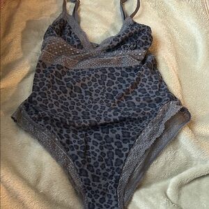 Victoria's Secret Blue Leopard Lace Bodysuit